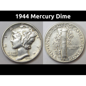 1944 Mercury Dime - uncirculated WW2 era American silver dime