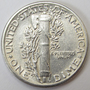 1944 Mercury Dime - uncirculated WW2 era American silver dime