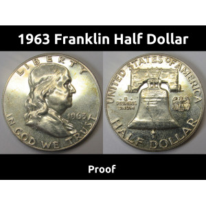 1963 Franklin Half Dollar - Proof - flashy antique American silver coin