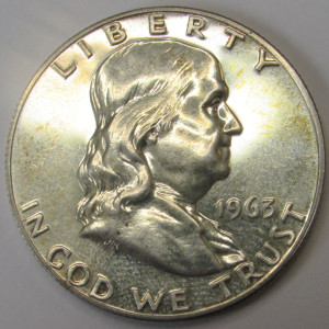 1963 Franklin Half Dollar - Proof - flashy antique American silver coin