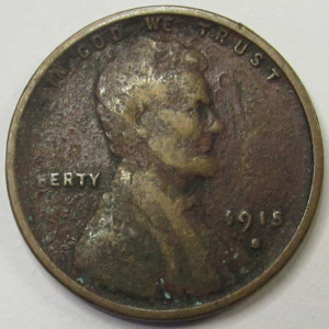 1915 S Lincoln Wheat Cent - antique San Francisco mintmark wheat penny