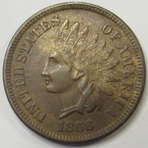 1866 Indian Head Cent - antique higher grade scarce date American penny