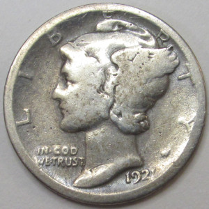 1921 Mercury Dime - key date low mintage American silver dime