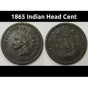 1865 Indian Head Cent - antique Civil War era American penny
