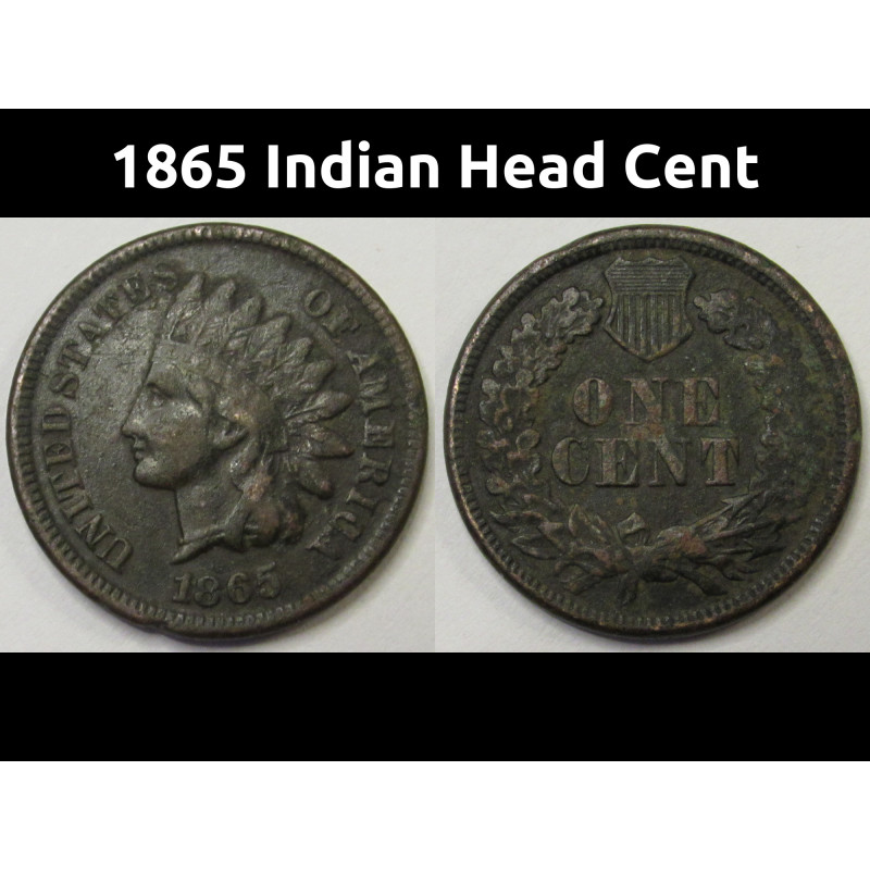 1865 Indian Head Cent - antique Civil War era American penny