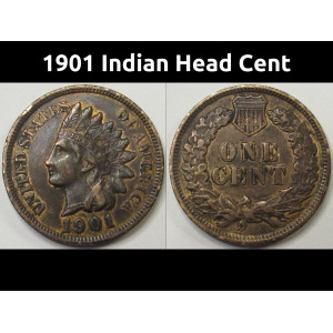 1901 Indian Head Cent - antique better condition American penny