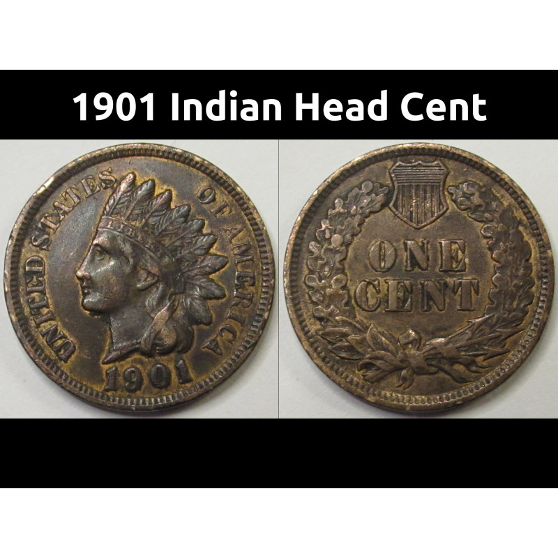 1901 Indian Head Cent - antique better condition American penny