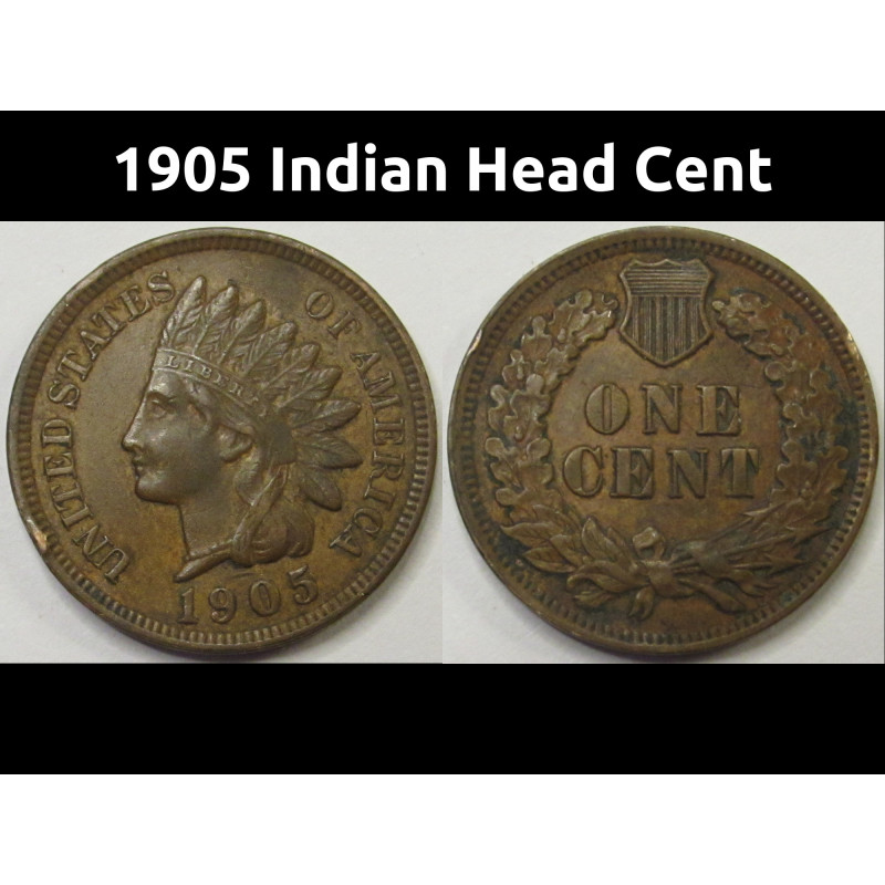 1905 Indian Head Cent - antique better grade American Indian penny