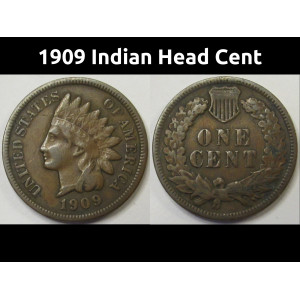 1909 Indian Head Cent - antique better condition final year of issue penny