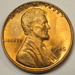 1945 Lincoln Wheat Cent - antique WW2 era American wheat penny