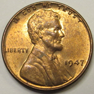 1947 Lincoln Wheat Cent - antique uncirculated American wheat penny