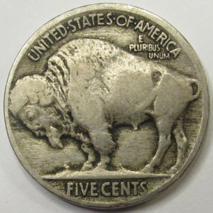 1915 Buffalo Nickel - antique American Indian design five cent coin