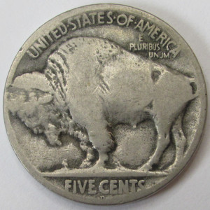 1924 D Buffalo Nickel - antique Denver mintmark American five cent coin