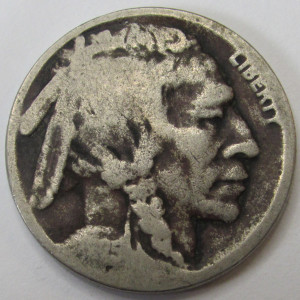 1925 D Buffalo Nickel - antique Denver mintmark American five cent coin