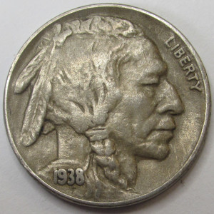 1938 D Buffalo Nickel - antique final year of issue Denver mintmark coin