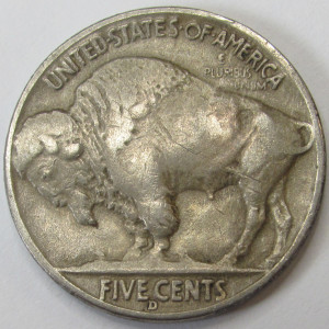 1938 D Buffalo Nickel - antique final year of issue Denver mintmark coin