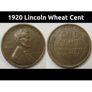 1920 Lincoln Wheat Cent - antique American wheat penny coin