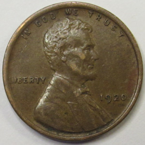 1920 Lincoln Wheat Cent - antique American wheat penny coin