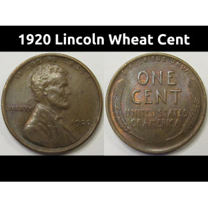 1920 Lincoln Wheat Cent - antique classic American wheat penny coin