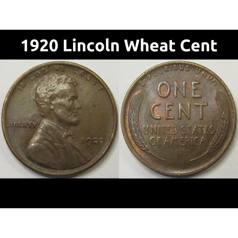 1920 Lincoln Wheat Cent - antique classic American wheat penny coin