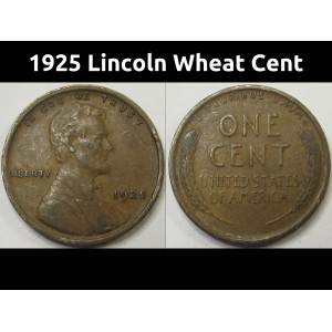 1925 Lincoln Wheat Cent - antique mid twenties American wheat penny