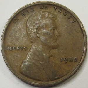 1925 Lincoln Wheat Cent - antique mid twenties American wheat penny
