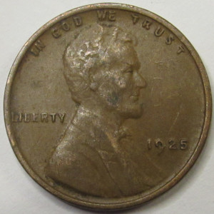1925 Lincoln Wheat Cent - antique American wheat penny coin