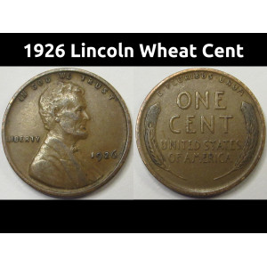 1926 Lincoln Wheat Cent - antique American wheat penny
