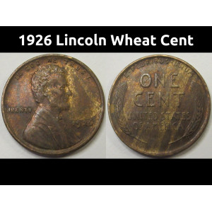 1926 Lincoln Wheat Cent - antique American wheat penny coin