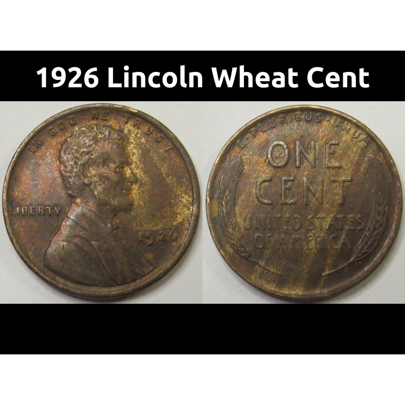 1926 Lincoln Wheat Cent - antique American wheat penny coin