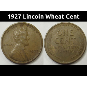 1927 Lincoln Wheat Cent - antique twenties American wheat penny coin