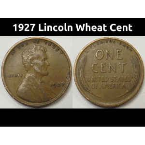 1927 Lincoln Wheat Cent - antique twenties American wheat penny