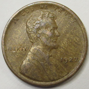 1927 Lincoln Wheat Cent - antique American twenties wheat penny