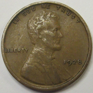 1928 Lincoln Wheat Cent - antique American wheat penny