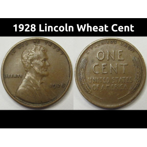 1928 Lincoln Wheat Cent - antique American wheat penny