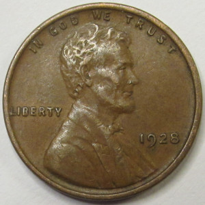 1928 Lincoln Wheat Cent - antique American wheat penny coin