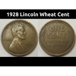 1928 Lincoln Wheat Cent - antique American penny coin