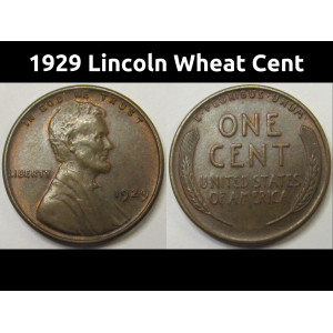 1929 Lincoln Wheat Cent - antique twenties American wheat penny