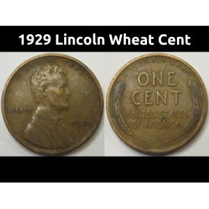 1929 Lincoln Wheat Cent - antique twenties American penny