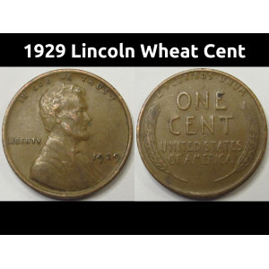 1929 Lincoln Wheat Cent - antique American wheat penny coin