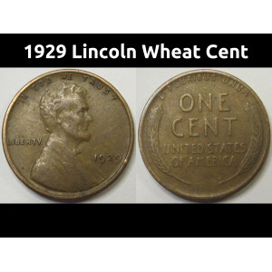 1929 Lincoln Wheat Cent - antique American wheat cent coin