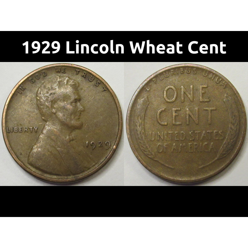 1929 Lincoln Wheat Cent - antique American wheat cent coin