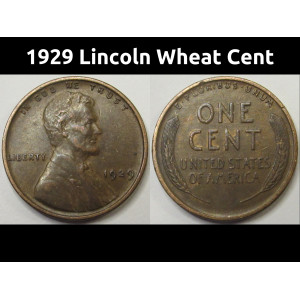 1929 Lincoln Wheat Cent - antique better grade American wheat penny