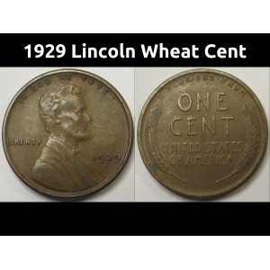 1929 Lincoln Wheat Cent - antique American penny coin