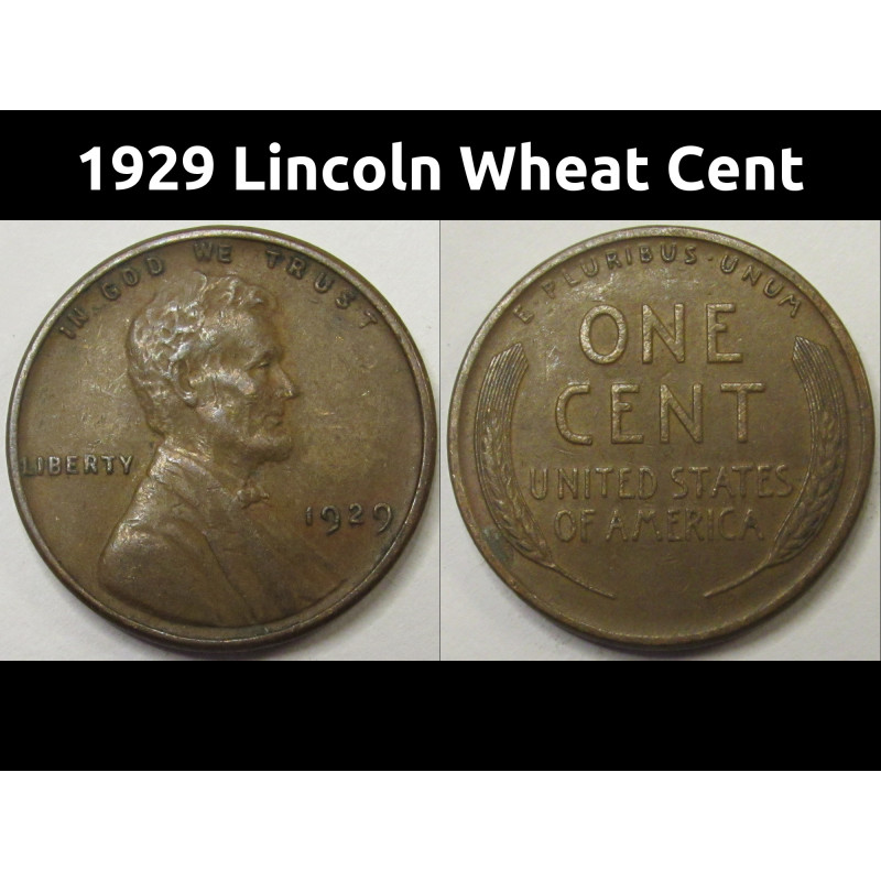 1929 Lincoln Wheat Cent - antique American penny coin