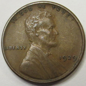 1929 Lincoln Wheat Cent - antique American penny coin