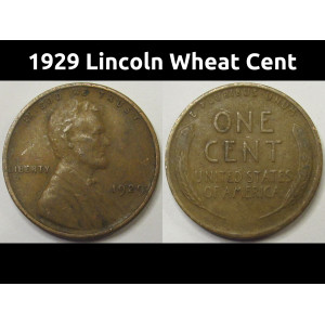 1929 Lincoln Wheat Cent - antique twenties American penny coin