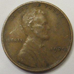 1929 Lincoln Wheat Cent - antique twenties American penny coin