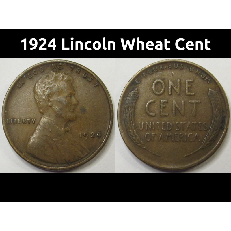 1924 Lincoln Wheat Cent - antique American wheat penny coin