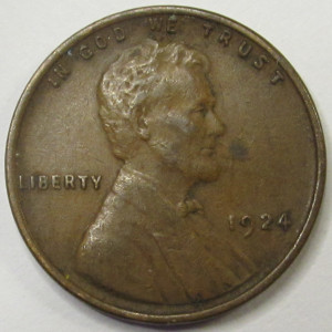 1924 Lincoln Wheat Cent - antique American wheat penny coin